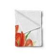thumbnail image 2 of Watercolor Flower Soft Flannel Fleece Throw Blanket, Pastoral Themed Large Lilies in Vibrant Colors Habitus of Flora Artwork, Cozy Plush for Indoor and Outdoor Use, 50" x 60", Red Green, by Ambesonne, 2 of 5