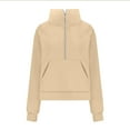 thumbnail image 4 of Qetyuw Women Half Zip Hoodies Fleece Croped Sweatshirt with Pocket Stand Collar Pullover with Thumb Hole Solid Color Long Sleeve Clothes, 4 of 5