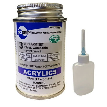 Weld-On 3 Acrylic Adhesive - 4 Oz and Weld-On Applicator Bottle with (Best Glue For Acrylic Sheets)