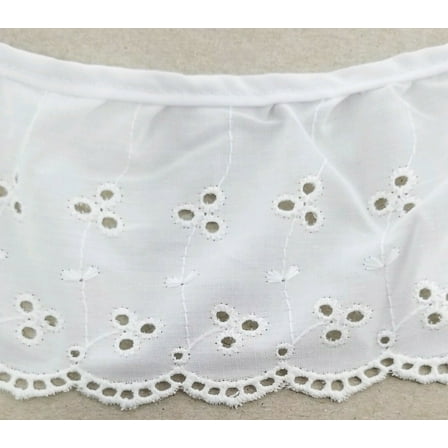 3-5/8" Ruffled Gathered Embroidery Eyelet Trimming - 6 Total Yards!