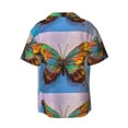 thumbnail image 2 of Disketp Men's Hawaiian Oil Painting Beautiful Butterfly Print Shirts Button Down Holiday Beach Shirts-X-Large, 2 of 7