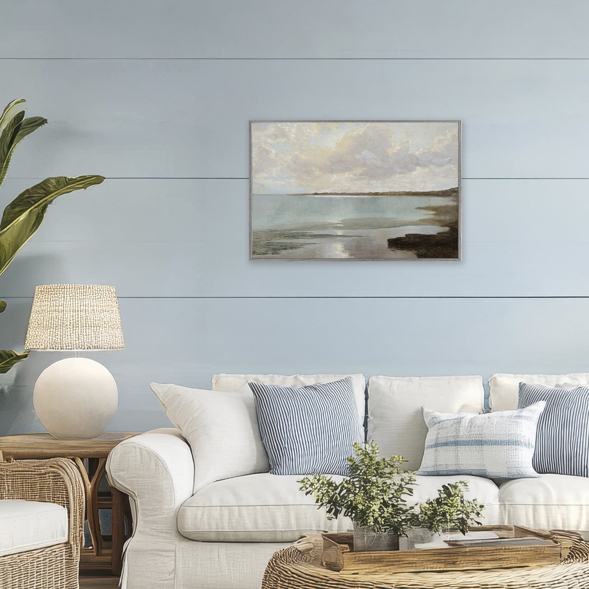 Stupell Industries At The Shore Horizon Gray Framed Giclee Art, design by Christy McKee