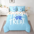 thumbnail image 3 of Manfei Kawaii Trick or Treat Bedding Comforter Set 7pcs, Blue Cartoon Halloween Queen Bedding Sets, Teens Kids Child Reversible Queen Sheet Sets, Microfiber Bedroom Decor, 3 of 8