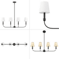thumbnail image 6 of Prominence Home Billet Matte Black 4-Light Linear Chandelier with Fabric Shades, 6 of 13