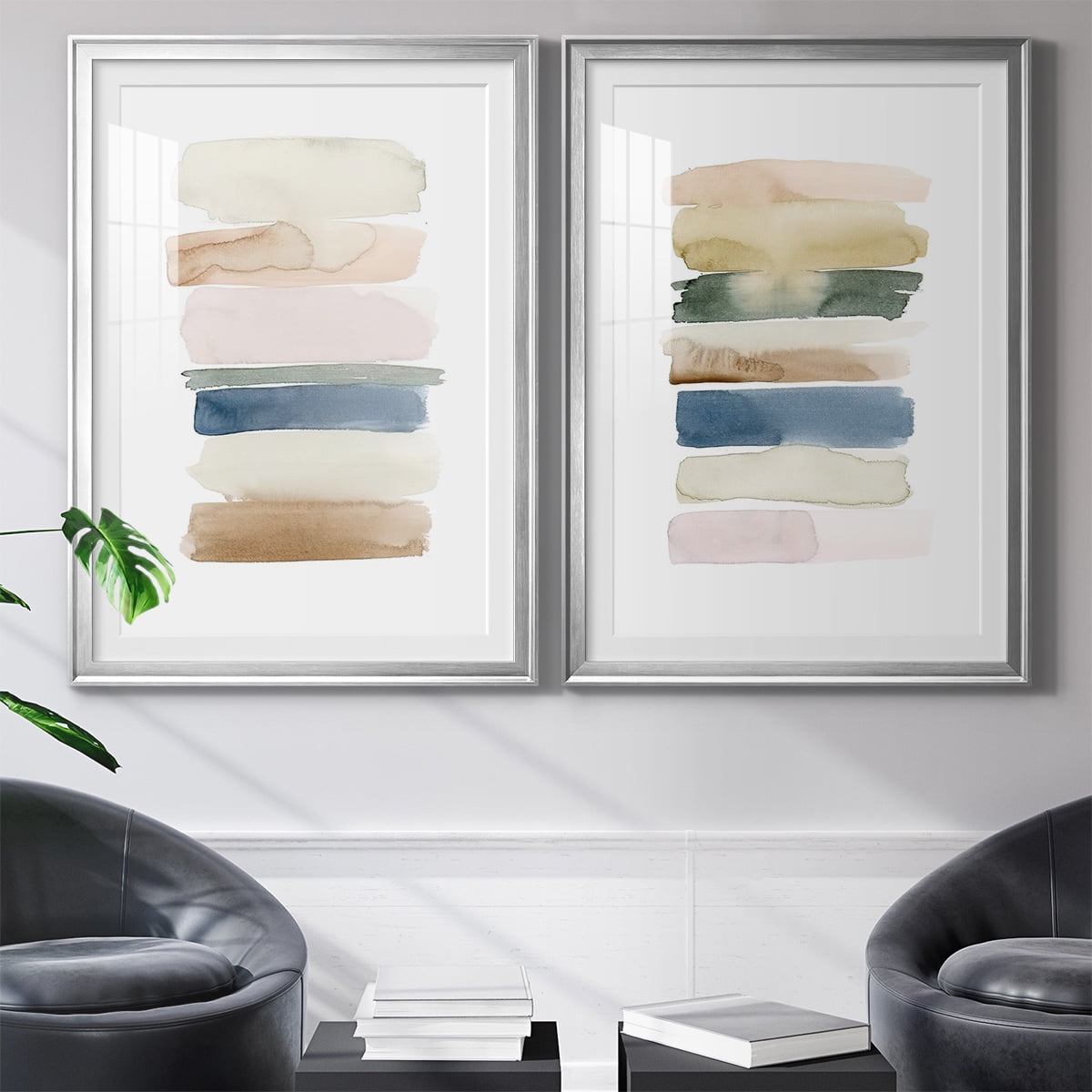 Wexford Home Faint Swatches I Premium Framed Print, 22.5" x 30.5" - Ready to Hang, Silver (Set of 2)