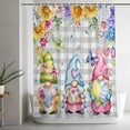 thumbnail image 5 of Easter Gnomes Shower Curtain Set, Waterproof Shower Curtains for Bathroom, Spring Floral Eggs Flowers Butterflies Gray Plaid Washable Fabric Bath Curtain for Bathtub with Hooks 60x72 Inches, 5 of 9