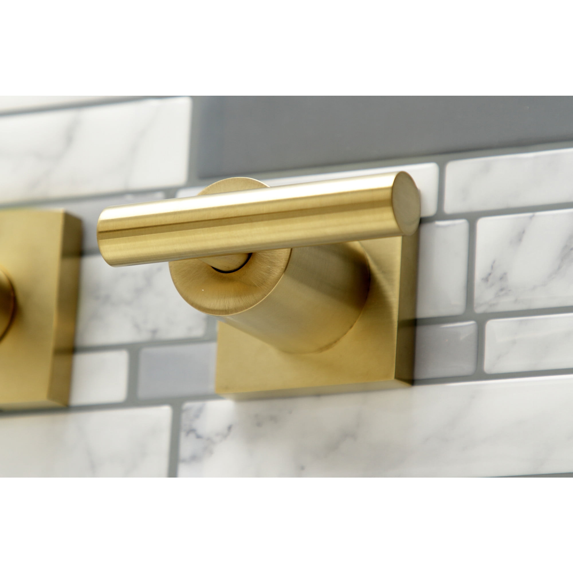 Kingston Brass KS6047CML Manhattan Two-Handle Wall Mount Roman Tub Faucet, Brushed Brass