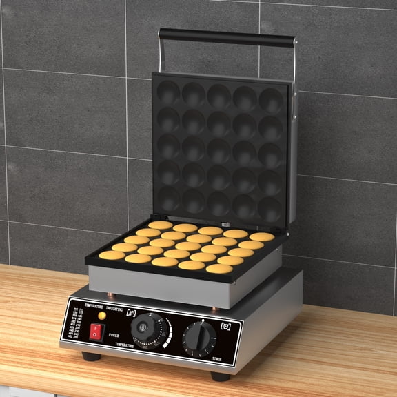 Tookss 1750W 110V Mini Dutch Pancake Maker,25 Holes Electric Commercial Pancake Machine,Proffertjes Muffin Waffle Maker for Kitchen Bakery Snack Bar