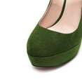 thumbnail image 4 of YDN Women Classic Chunky High Heel Mary Jane Almond Closed Toe Platform Pumps Adjustable Buckle Ankle Straps Dress Office Shoes Size 11 Green, 4 of 4