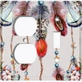 thumbnail image 4 of Metal Light Switch Plate Cover Beaded Feather Dreamcatcher DRM010, 4 of 13