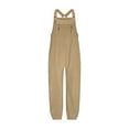 thumbnail image 4 of QATAINLAV Women's Fleece Warm Overalls Winter Adjustable Strap Bibs Loose Casual Jumpsuits Fuzzy Ski Pants with Pockets, Khaki, S, 4 of 6
