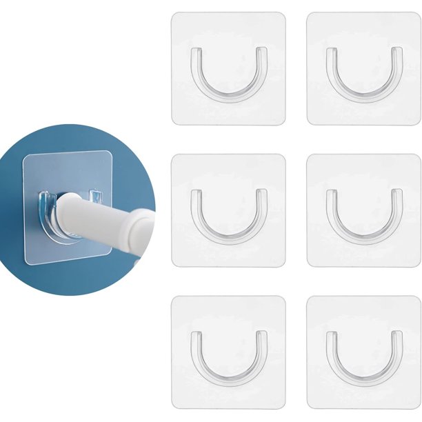 Soporte de Poste sin Clavos para Barra de Cortina, sin Perforación, con Piezas Adhesivas, sin Taladrar, para Baño, Cocina, Clóset