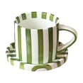 thumbnail image 2 of Espresso Cups Ceramic Coffee Mug Series European Striped Dot Coffee Cup And Saucer Mug Cake Plate Afternoon Tea Set Tea Cup And Saucer,1PC，Green, 2 of 9