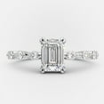 thumbnail image 5 of Solitaire Brilliance 1.00CT Emerald Cut Moissanite Solitaire Distance Pave Engagement Ring, Double Prong Annivarsary Ring, 18kWhite Gold, Ring Size 8, 5 of 5
