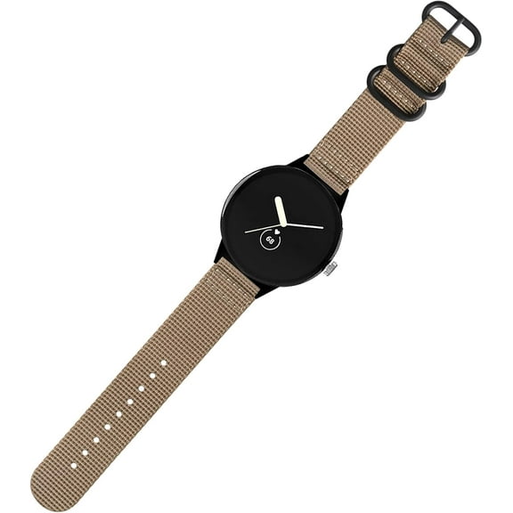 KOMI Military Ballistic Nylon Strap for Google Pixel Watch Band, Soft Woven Bands for Google Pixel Watch 2022 Wristband Sport Watchband for Men Kahki
