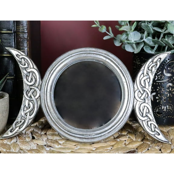 Ebros Triple Moon Sacred Goddesses Mother Maiden Crone Small Wall Mirror 8"L