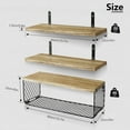 thumbnail image 2 of Floating Shelves, 3 Set Wall Mounted Wood Bathroom Shelves with Wire Storage Basket & Hooks,Farmhouse Floating Shelf Bathroom Accessories for Bedroom,Living Room, Kitchen,Bathroom Decor, Light Burnt, 2 of 7