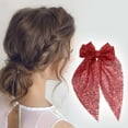 thumbnail image 2 of Unique Bargains 1 Pc Fashion Sequin Bow Mesh Ribbon Spring Hair Clips Red, 2 of 5