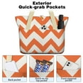 thumbnail image 2 of Women's Large Tote Bag with Zipper - 20L Orange Stripes Travel Beach Weekender Duffle Bag Foldable Teacher Nurse Handbag for Work, Gym Shoulder Bag - Fits 15.6" Laptop, Folds Into Pouch, 2 of 5