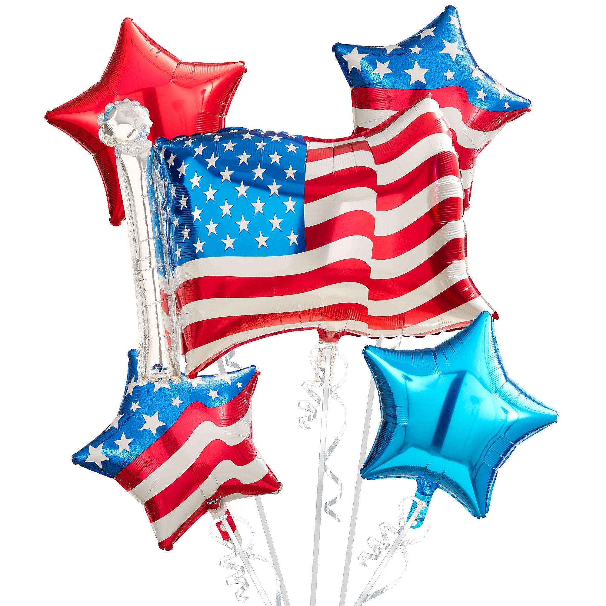 Party City American Flag Balloon Bouquet, Party Supplies, 5 Count