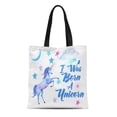 thumbnail image 1 of NUDECOR Sac Fourre-Tout en Toile Aquarelle Rêve J'étais Né Licorne Nuage Sac Réutilisable Épaule Courses, 1 of 1