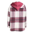 thumbnail image 4 of hirigin Women Plaid Shirt Jacket Casual Long Sleeve Button Down Hooded Jacket with Pockets Fall Clothes, 4 of 5