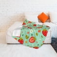 thumbnail image 2 of ZNDUO Lightweight Microfiber Bed Blanket, Strawberry Green Prints Art Pattern Super Soft Flannel Cozy Throw Blankets, 50"x40", 2 of 8