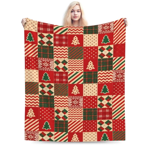 Christmas Throw Blanket, Christmas Decorations Gifts for Women, Sherpa Flannel Fleece Winter Holiday Blanket, Fluffy Cozy Soft Christams Throws for Couch Sofa Bed 50x40