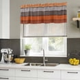 thumbnail image 5 of Burnt Orange Grey Valances for Windows, Decorative Rod Pocket Window Valance Curtains, Vintage Stripe Farmhouse Wood Grain Short Curtain Drapes for Kitchen/Living Room, 2 Panels, 42" W x 12" L, 5 of 8