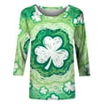 thumbnail image 4 of Xdegoge Saint Patricks Day Outfit Women 3/4 Sleeve Tie-Dye Shamrock T-Shirt with Silver Clover Center, Green & Blue Gradient, Funny St. Patrick's Shirts, 4 of 5