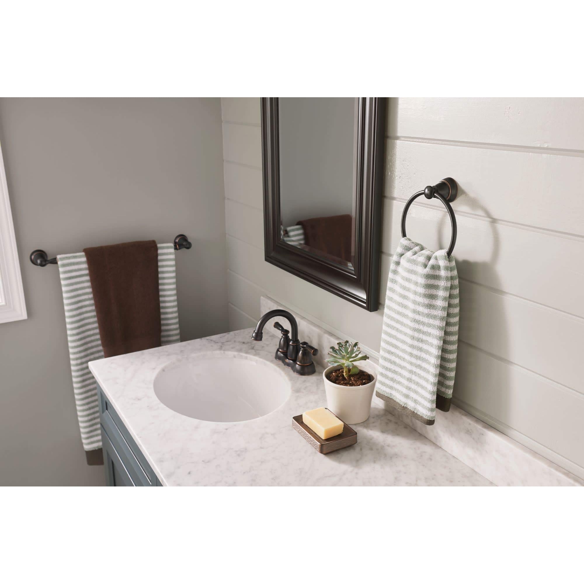 Moen Y2686BRB Banbury Towel Ring Mediterranean Bronze Walmart