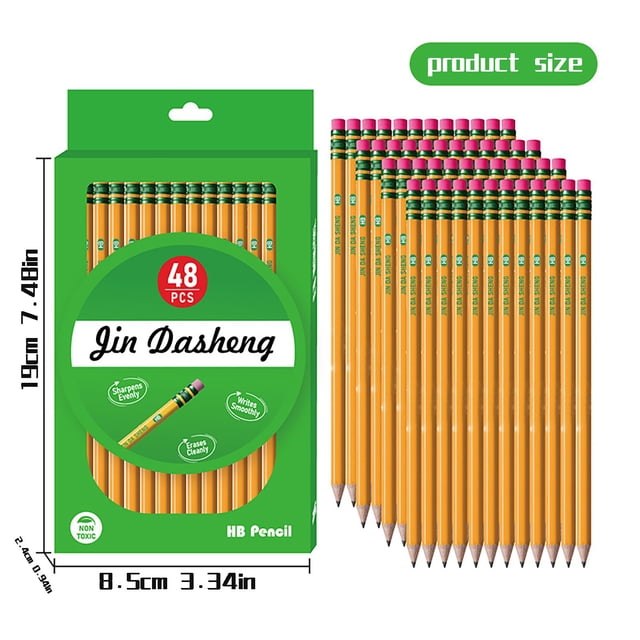 48 Pack Pencils #2, Sharpened Pencils #2, Number 2 Pencils for Writing, Drawing and Sketching, Pre Sharpened Pencils #2, Wood-Cased, #2 HB, Office Supplies, Classroom Must Haves