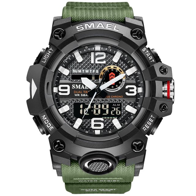 SMAEL 8035 Reloj deportivo informal multifuncional para hombre Reloj de pulsera digital electrónico resistente al agua hasta 50 m con función luminosa