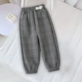 thumbnail image 5 of Diufon Toddler Boys Girls Warm Pants Fall Winter Plaid Printed Cotton Thickened Cropped Pant Trousers with Pockets, 5 of 6