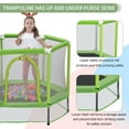 thumbnail image 5 of 55'' Toddlers Trampoline, Indoor Outdoor Mini Trampoline with Ocean Ball and Safety Enclosure Net, Kids Small Round Trampoline with U-typed & Two-way Zipper for Boy and Girls, Green, 5 of 8