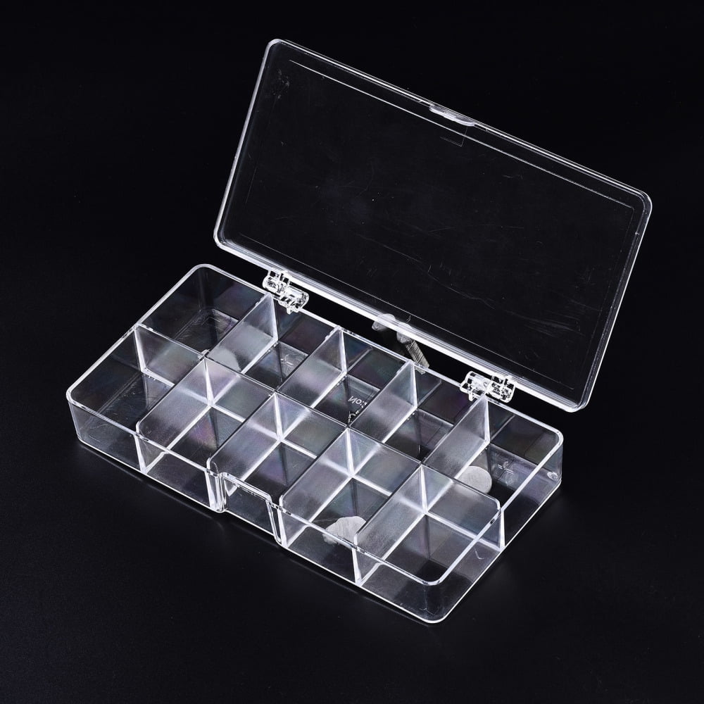 10 pc Polystyrene Bead Storage Containers with 10 Compartments Organizer boxes and Hinged Lid for Jewelry Beads Earring Container Tool Fishing Hook Small