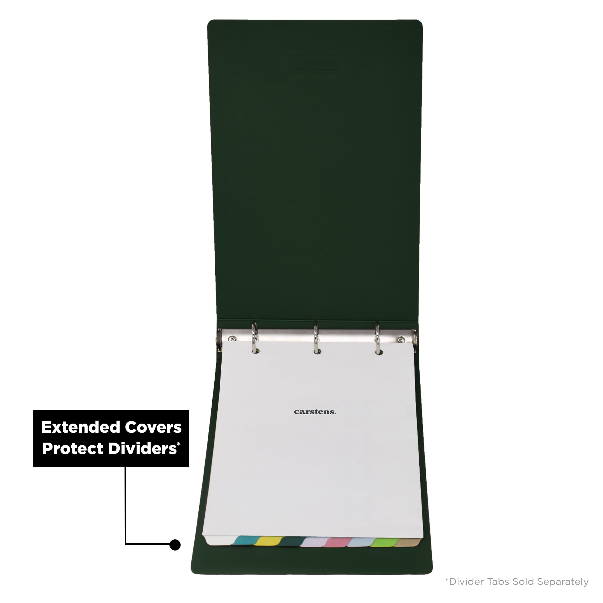 Carstens 1.5-Inch Heavy Duty 3-Ring Binder - Top Opening, Forest Green