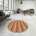 thumbnail image 3 of Ahgly Company Indoor Round Abstract Brown Sand Brown Abstract Area Rugs, 4' Round, 3 of 6