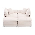 thumbnail image 3 of Modern Corduroy Convertible Sofa Loveseat, 2 Seaters Small Couch Love Seat With Movable Ottomans and Pillows For Living Room Apartment Bedroom, 3 of 12