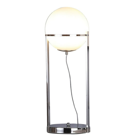 Benjara BM309059 22 in. Jim Metal Body LED Light Table Lamp with Modern Globe Shade, Silver