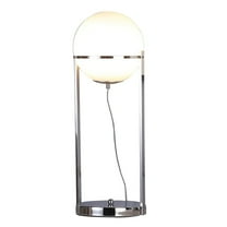 Benjara BM309059 22 in. Jim Metal Body LED Light Table Lamp with Modern Globe Shade, Silver