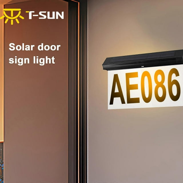 Solar Door Sign Lights Outdoor Waterproof Digital Wall Mounted Address Number Plate Doorway Garden Lights