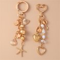 thumbnail image 2 of Creative Moon Star Starfish Keychain Pearls Heart Shaped Key Buckle Fashion Backpack Pendant Phone Chain Key Ring For Girls Women Jewelry, 2 of 3