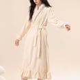 thumbnail image 6 of Hvyesh Ruffle Robe for Women Cute Fluffy Fuzzy Plush Bathrobe Warm Ruffer Long Bathrobe Sleepwear with Belt, 6 of 6