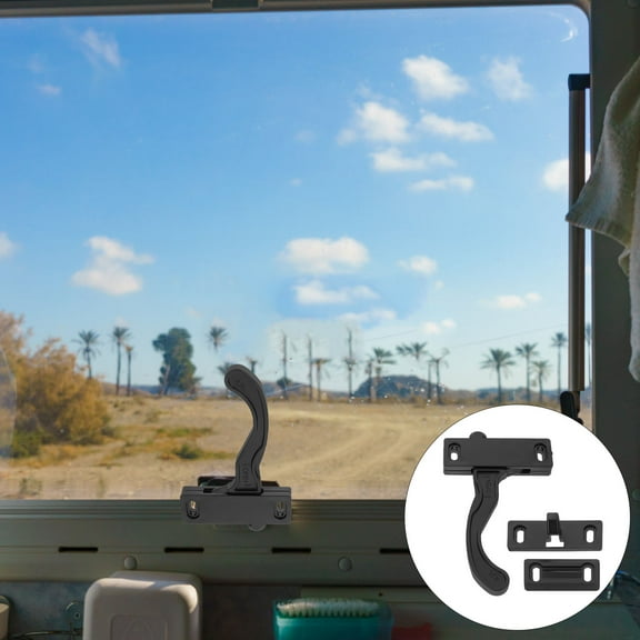 KAKOWELY RV Screen Door Handle Camper Door Catch Black Alloy 1 Set