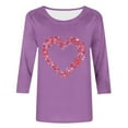 thumbnail image 4 of Xdegoge Heart T Shirts Women Valentines Graphic Shirt 3/4 Sleeve Crew Neck Fashion Tops Loose Fit Tunic Dressy Casual Blouses Holiday Tshirts, 4 of 5