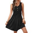 thumbnail image 3 of Laqbezok Women's Casual Sleeveless Dress, Round Neck Twist Front Mini Dress, Slim Fit A-Line Summer Outfit for Vacation Beach, 3 of 6