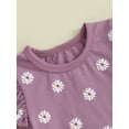 thumbnail image 6 of Biekopu Baby Girl 2Pcs Summer Outfits Ruffle Short Sleeve Floral Print Tops + Pants Set Toddler Clothes, 6 of 9