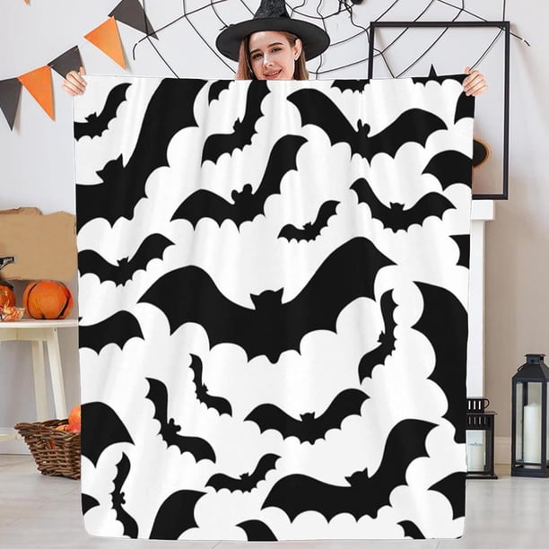 Manta Temática de Halloween | Manta de Franela para Cama o Sofá | 70X100Cm | Negra | Manta Suave y Ligera para Decoración Del Hogar y Uso Exterior | 1 Unidad