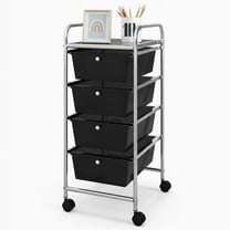 Resenkos Filing Cabinet Office Drawers, Office Storage Cabinet,4-Drawer Cart Storage Bin Organizer Rolling with Plastic Drawers-Black